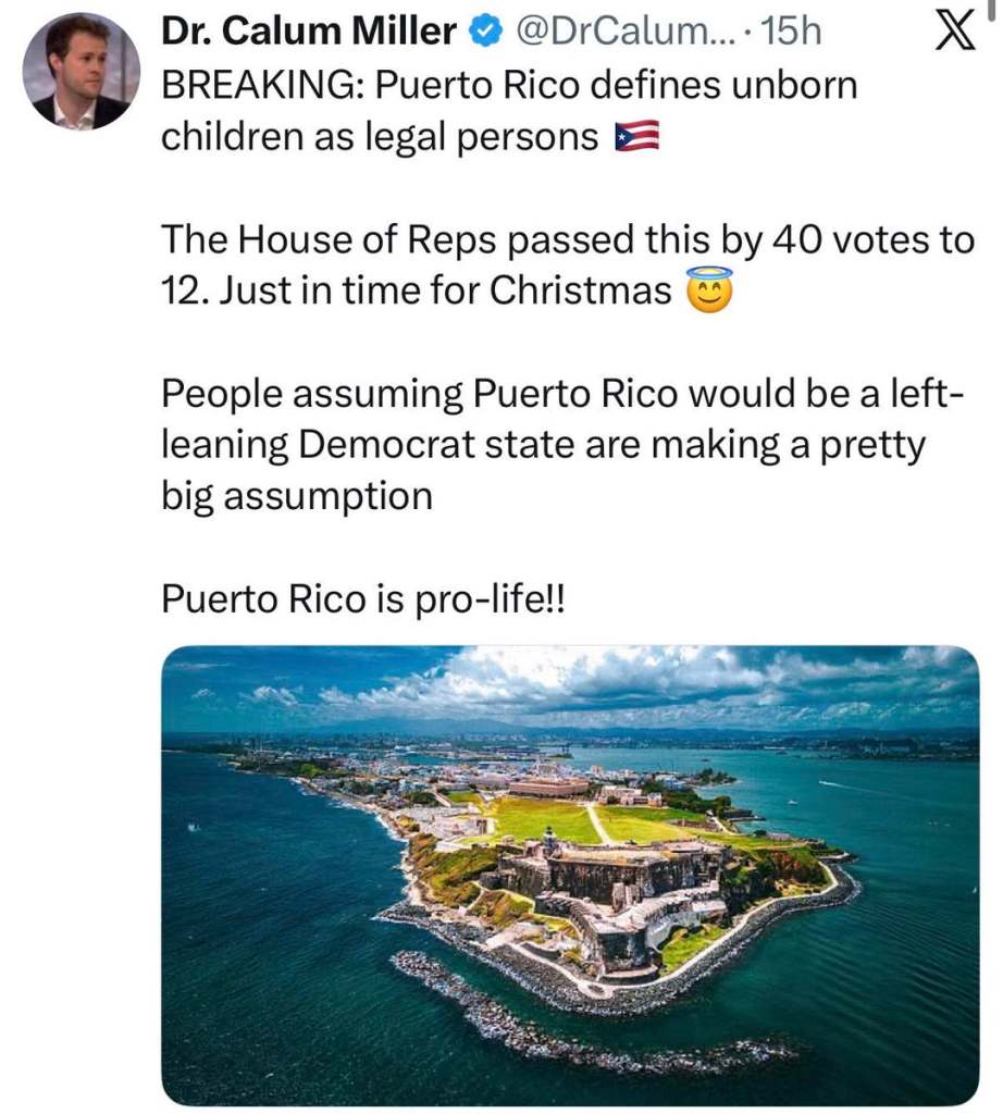 Puerto Rico Passes Law Declaring “The Unborn Child Is a Natural Person”
