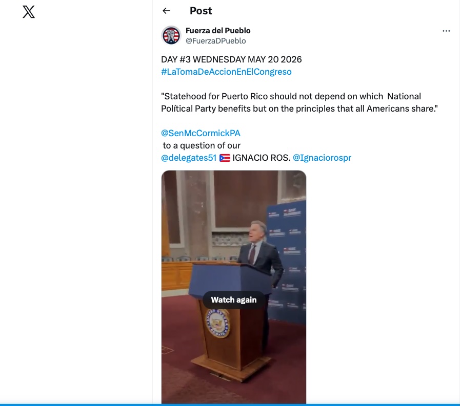 U.S. Senator From Pennsylvania Resists Partisan Positions on Puerto Rico